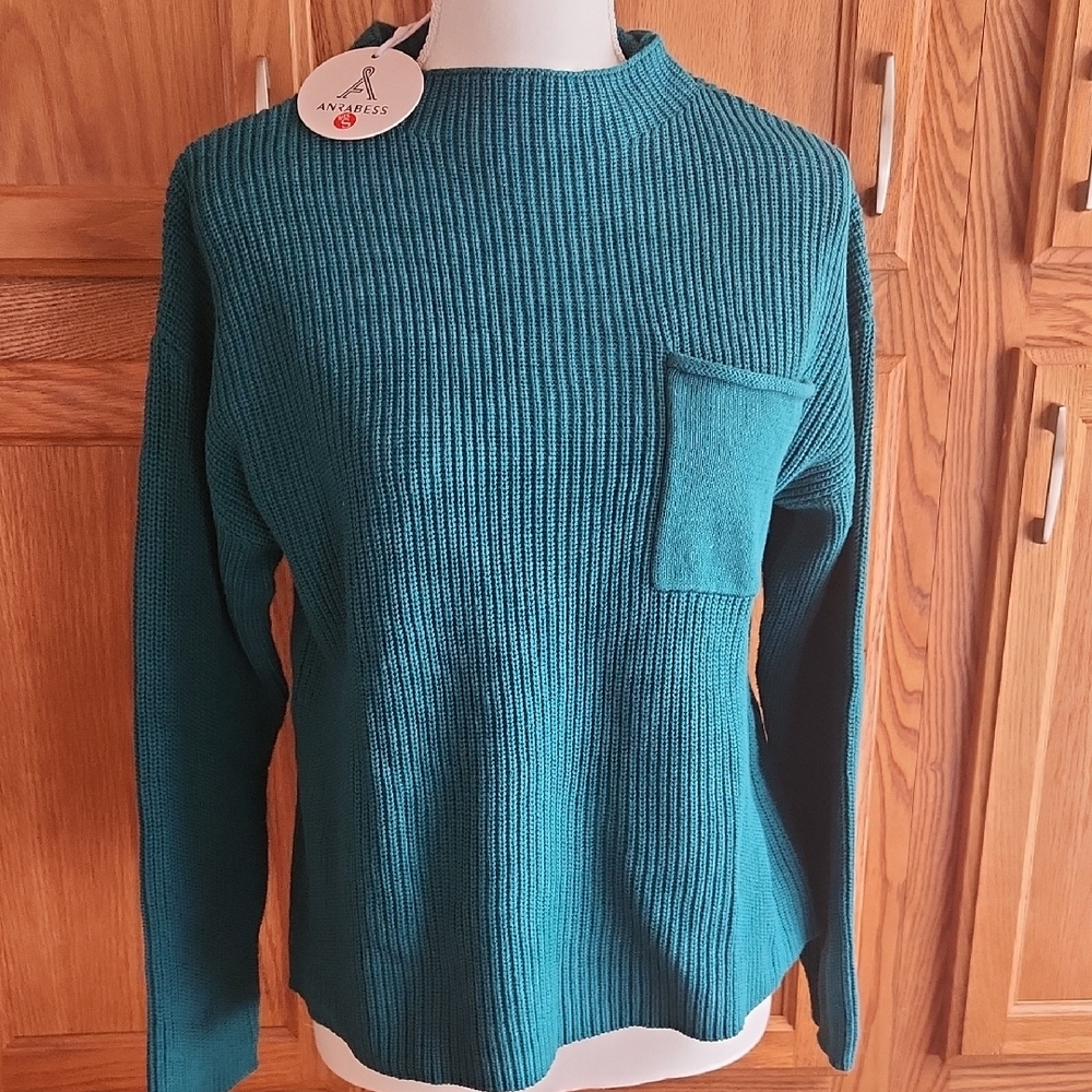 Teal Ribbed Women's Sweater Size Small NWT